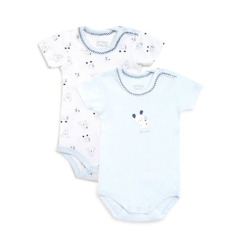 Boys Light Blue Set of 2 Body Suit image number null